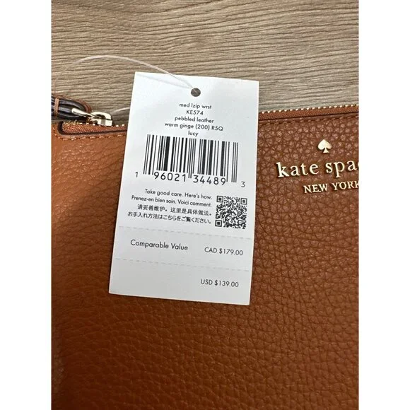 Kate Spade Lucy Pebbled Leather Medium L-zip Wristlet Wallet NWT - Picture 9 of 10